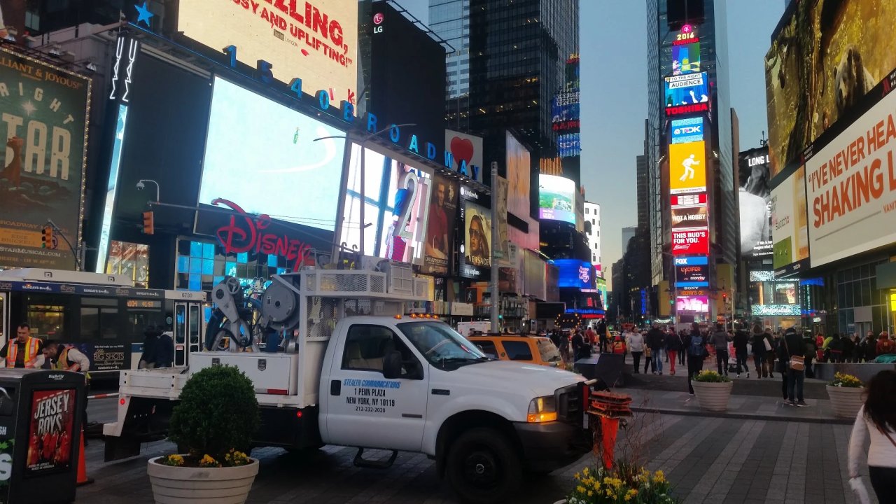 Stealth fiber crew working in the Times Square neighborhood